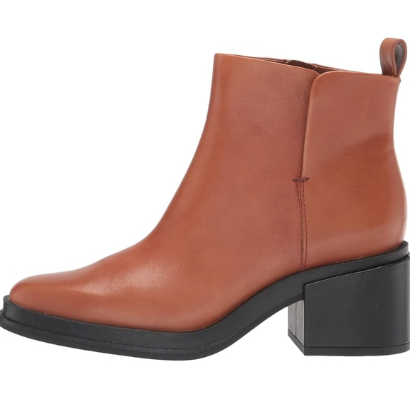 FRANCO SARTO Brown Leather Ankle Boots leather Block Heel Booties Sz 8 - Picture 2 of 14